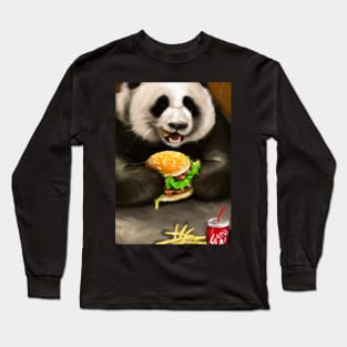 Panda eating Fast Food Long Sleeve T-Shirt